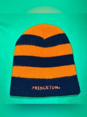 Princeton Orange & Navy Striped Knit Beanie